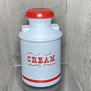 Vintage Plastic Milk Can Cream Container Pourer Made in USA Red White